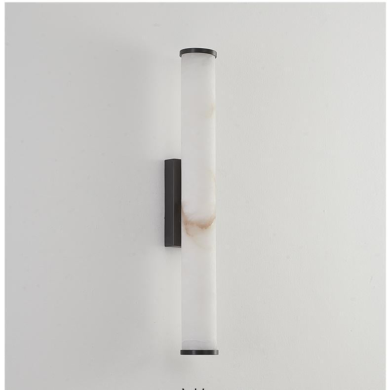 Marble Wall Sconce with Vertical Cylindrical LED Light, Copper Finish