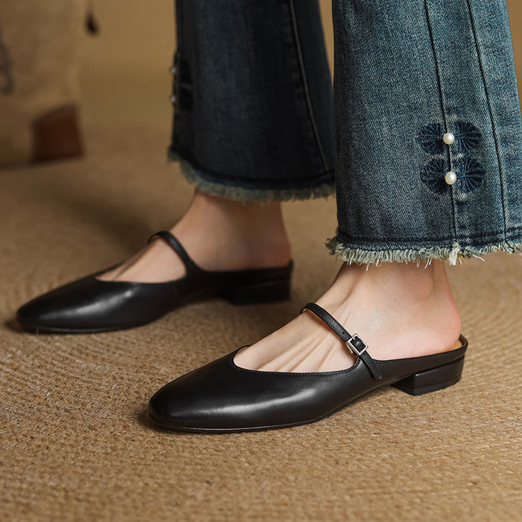 Women's Genuine Leather Mary Jane Mules