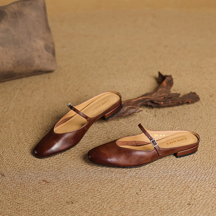 Women's Genuine Leather Mary Jane Mules