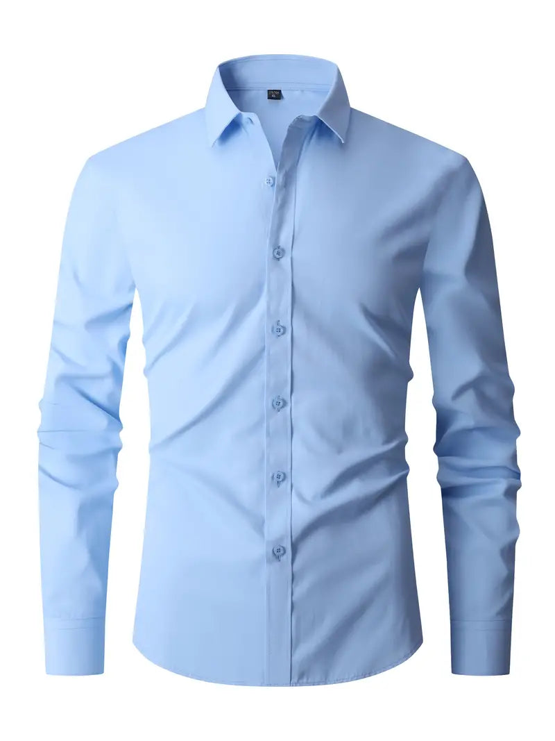 Men's Slim Fit Long Sleeve Shirt - Classic Collar Button-Up