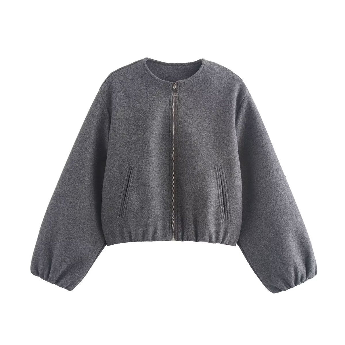 Women's Bomber Jacket Cropped Fit with Elasticated Hem and Cuffs
