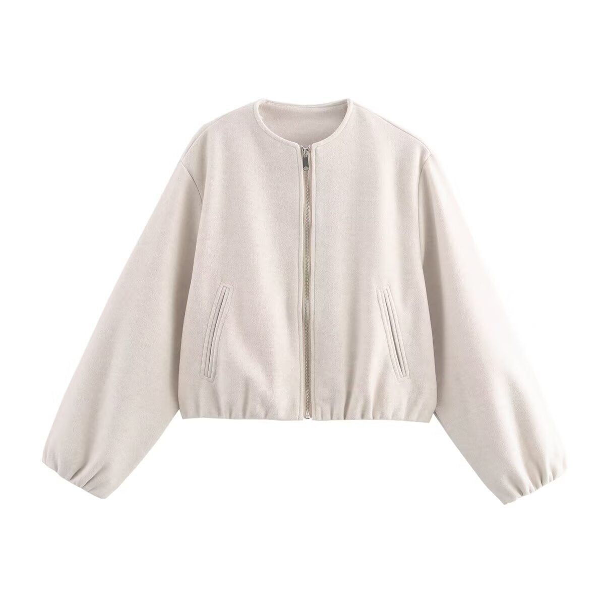 Women's Bomber Jacket Cropped Fit with Elasticated Hem and Cuffs