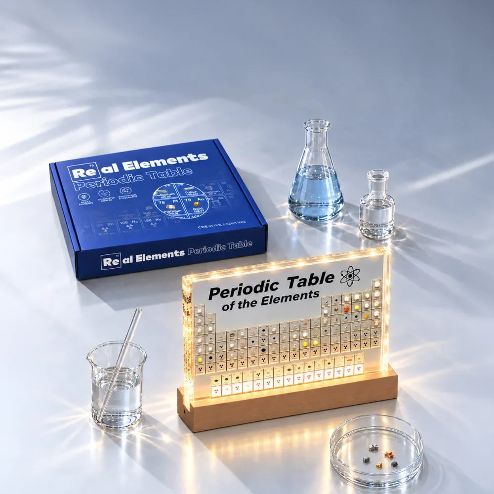 Illuminated Periodic Table Display – 83 Real Element Samples