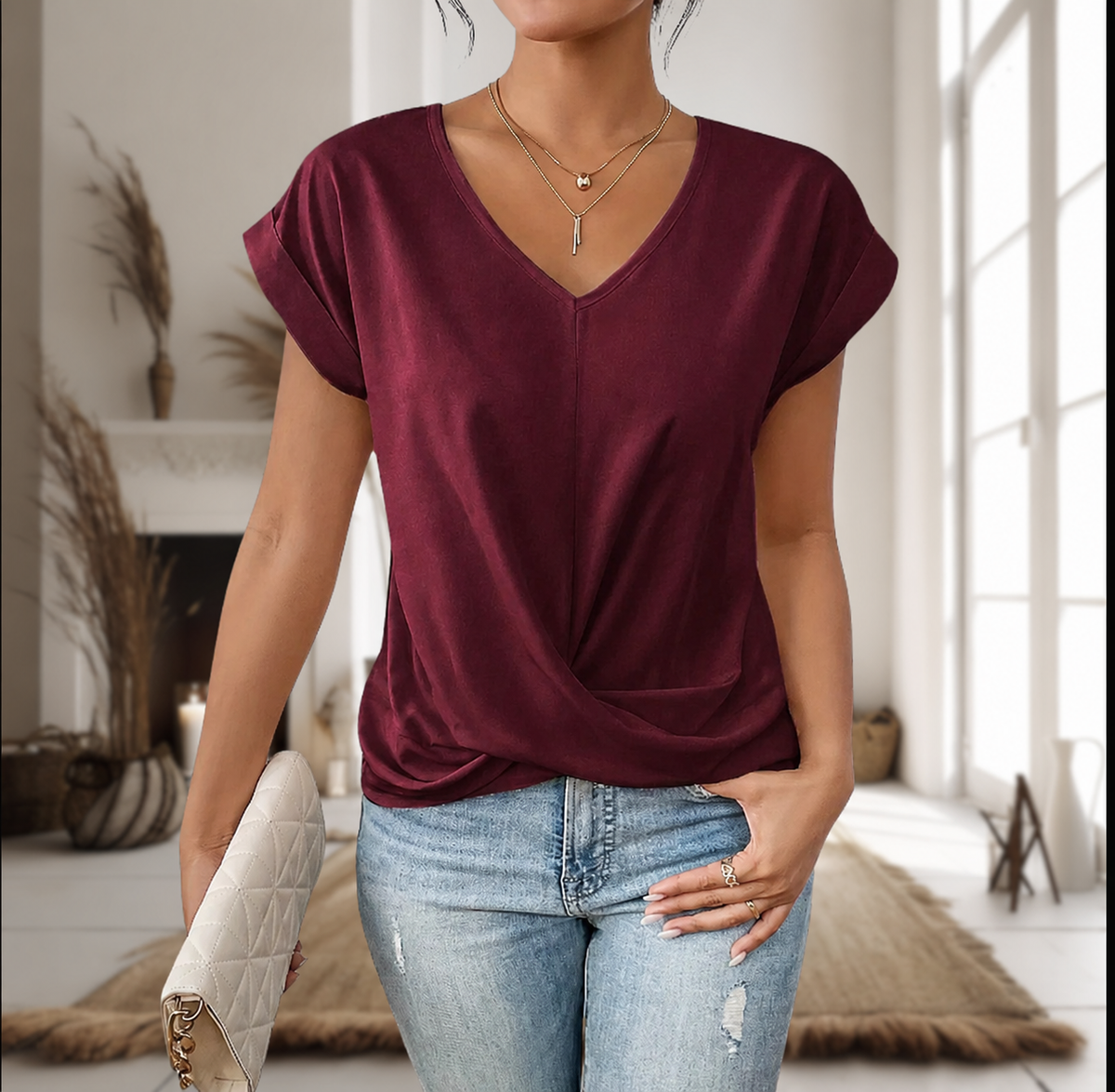 Women's Summer Clothes Top - Sweetheart Neckline, Lightweight Fit