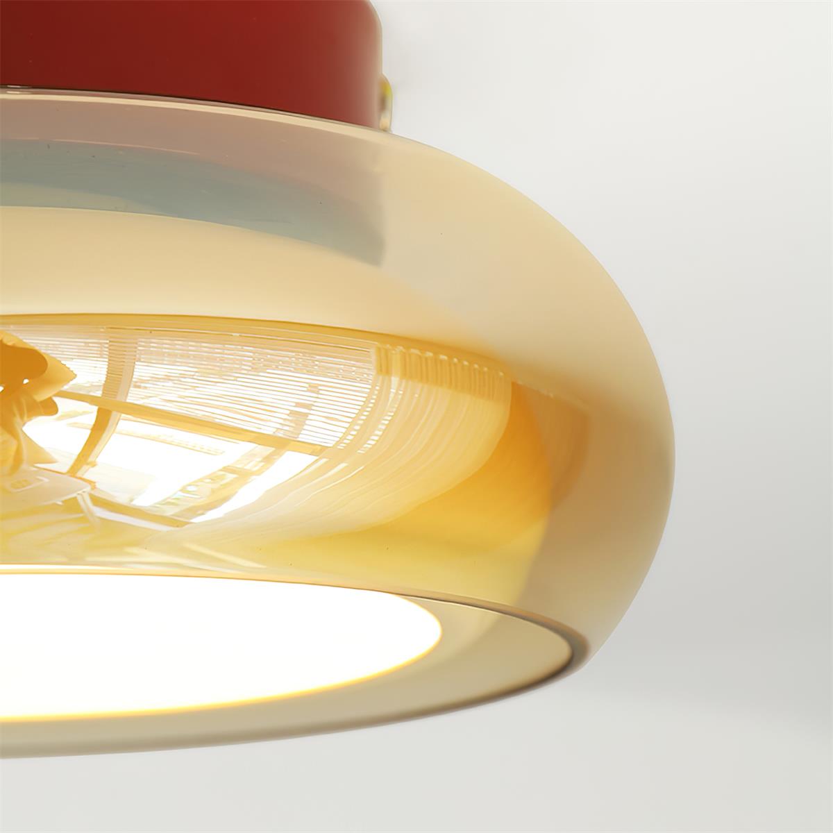 Retro Glass Flush Mount Ceiling Light with Smoked Glass Shade