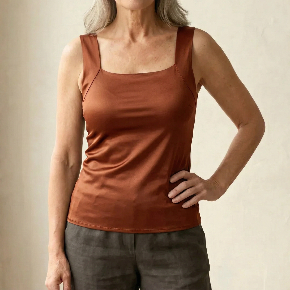Women's Built-In Bra Tank Top - Soft Stretch Comfort Top