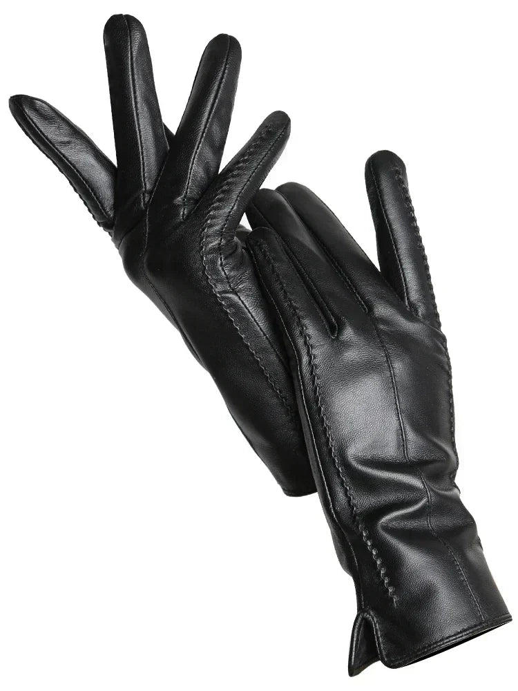 Women's Leather Gloves Warm Fleece Lined Winter Accessory