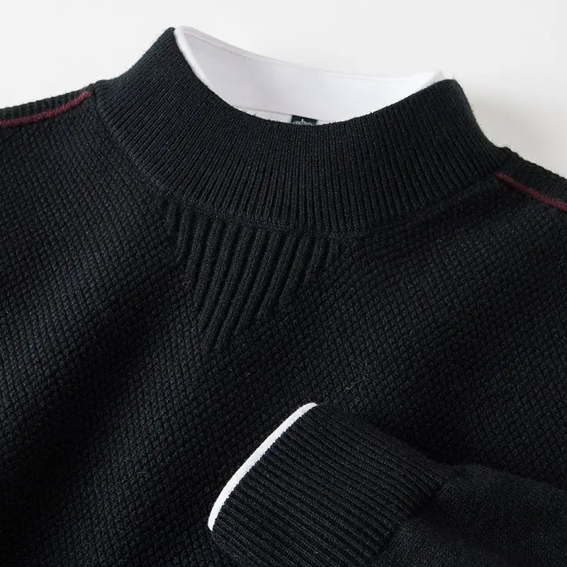 Women's Waffle-Knit Sweater with Ribbed Trim