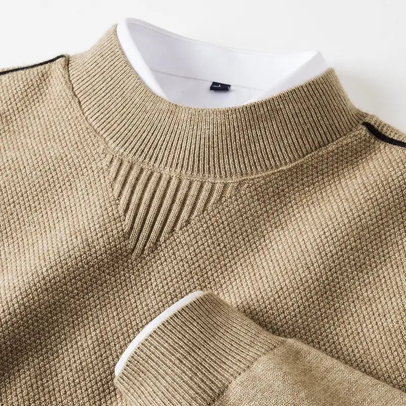 Women's Waffle-Knit Sweater with Ribbed Trim