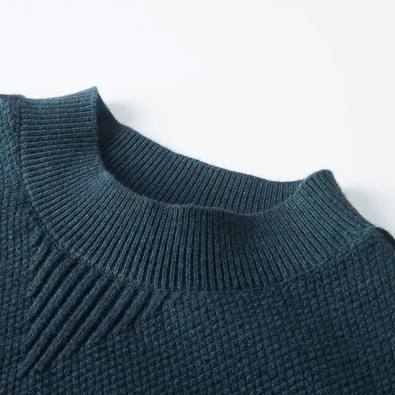 Women's Waffle-Knit Sweater with Ribbed Trim