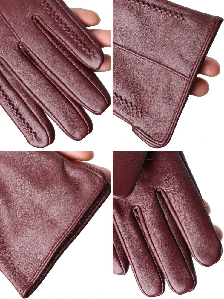 Women's Leather Gloves Warm Fleece Lined Winter Accessory