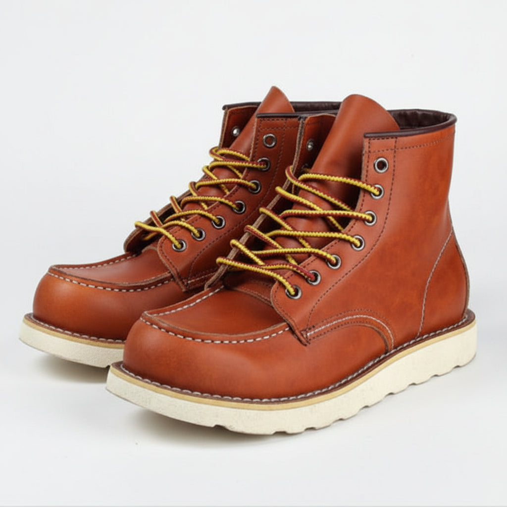 Men's 6-Inch Moc-Toe Work Boots - Leather Ankle Boots