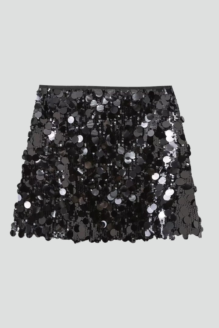 Women's Fitted Sequin Mini Skirt with Sparkle Detail