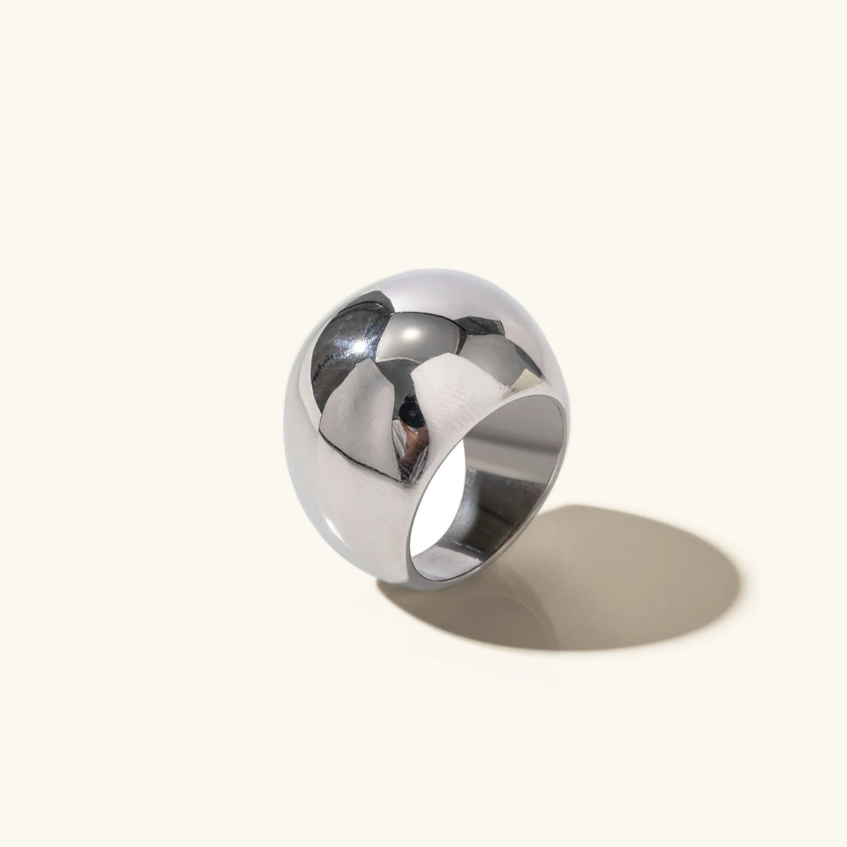 Women's Dome Statement Ring - Gold-Plated Stainless Steel Band