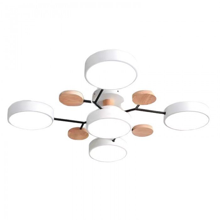 Scandinavian LED Ceiling Light with Branched Arms, 4 to 7 Lights