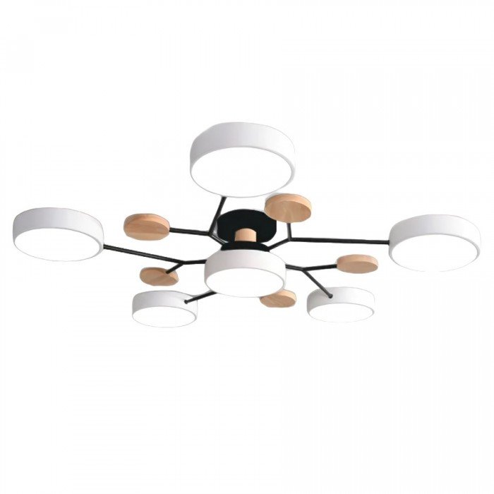 Scandinavian LED Ceiling Light with Branched Arms, 4 to 7 Lights