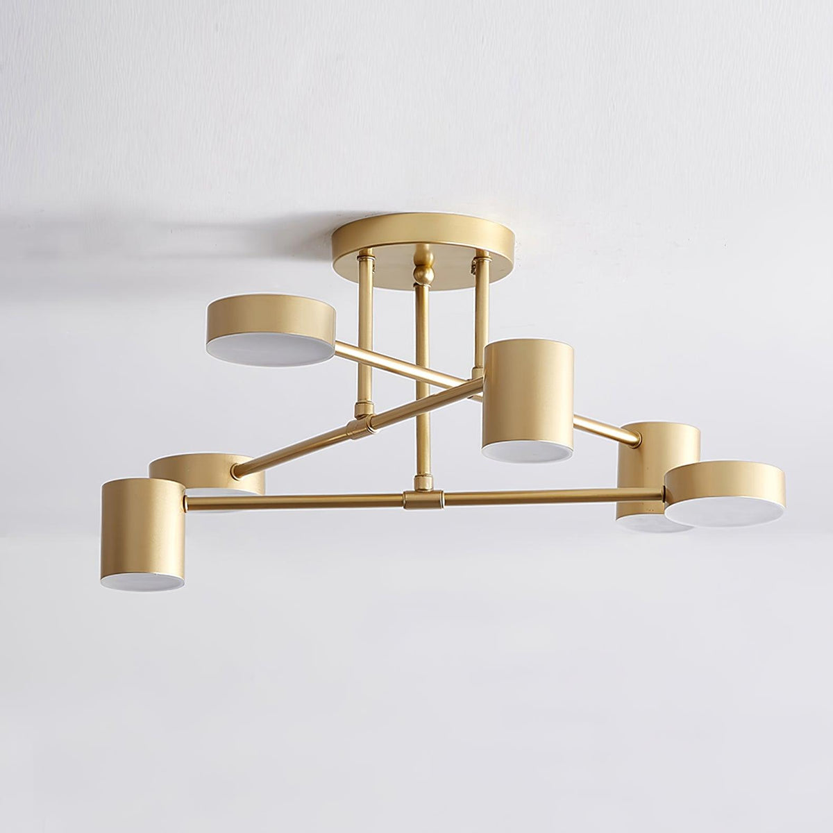 Ceiling Light with Crossed Arms and Cylindrical Heads, Sputnik Style