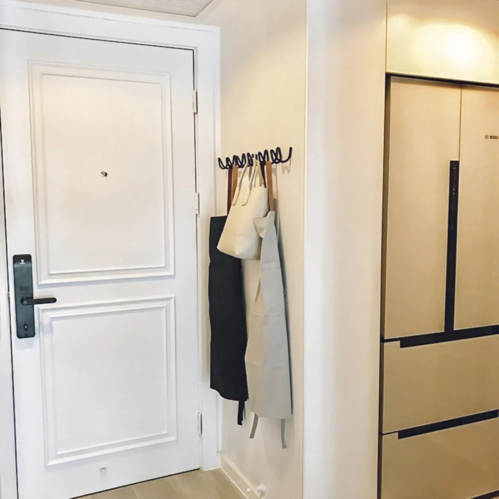 Wall Coat Rack with Wavy Iron Hooks for Entryway, Bedroom or Bathroom