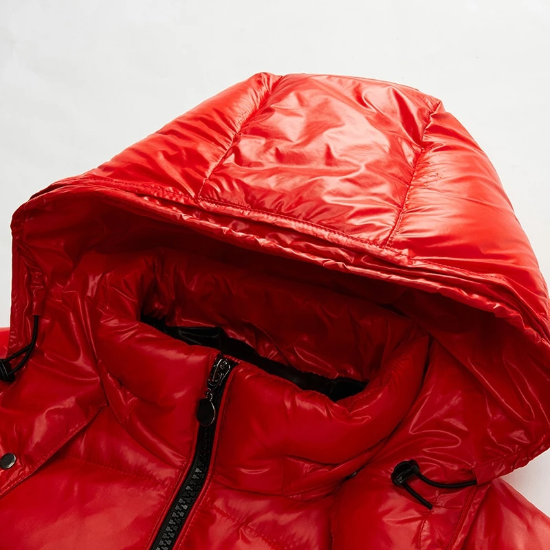 Men's Quilted Jacket with Hood - Glossy Finish
