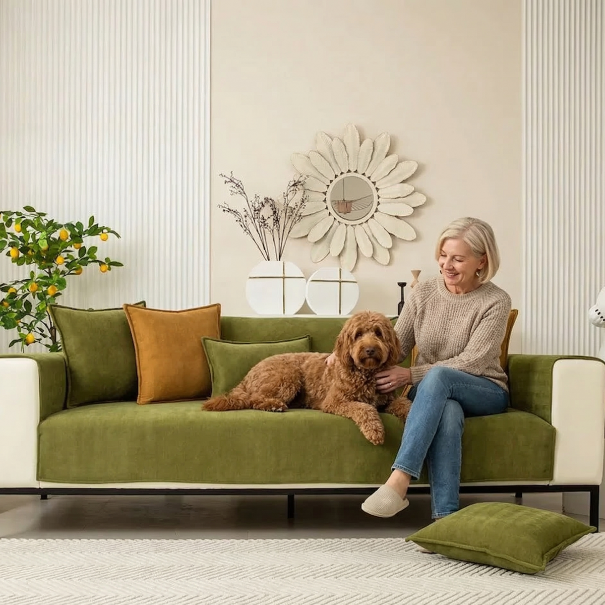 Sofa Cover for Pets – Stain and Scratch Protection with Non-Slip Base
