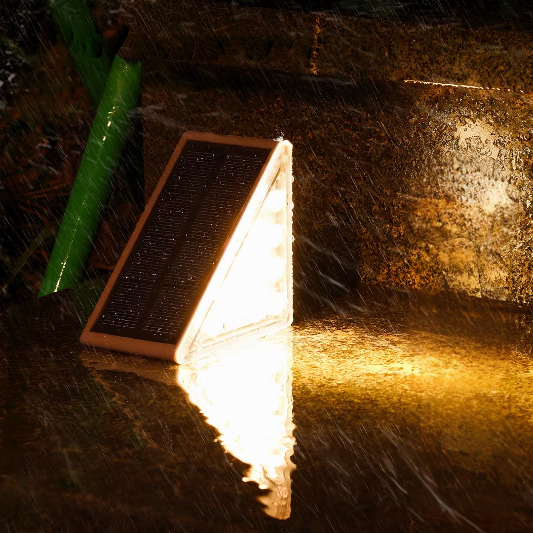 Solar Powered Stair Lights with Dusk Sensor, Waterproof LED Outdoor Step Lights