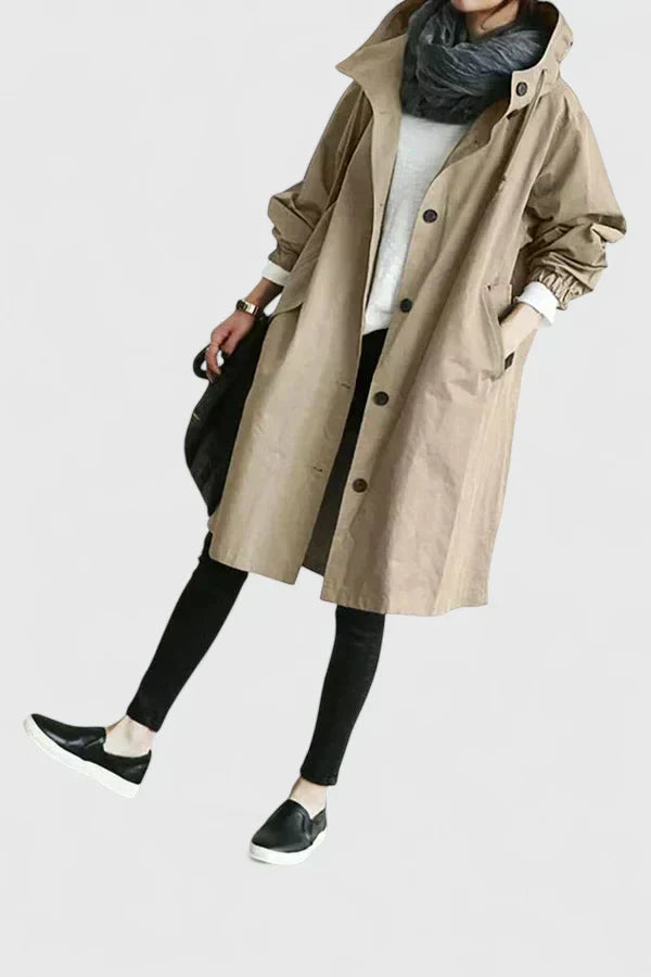 Women's Oversized Hooded Coat with Adjustable Hood