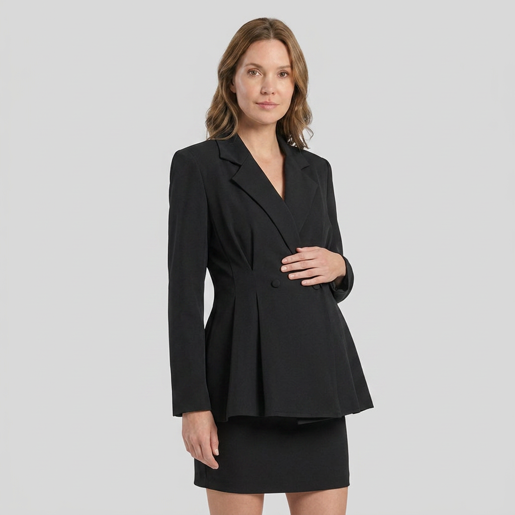Women's Maternity Blazer with Tailored Lapels and Empire Cut