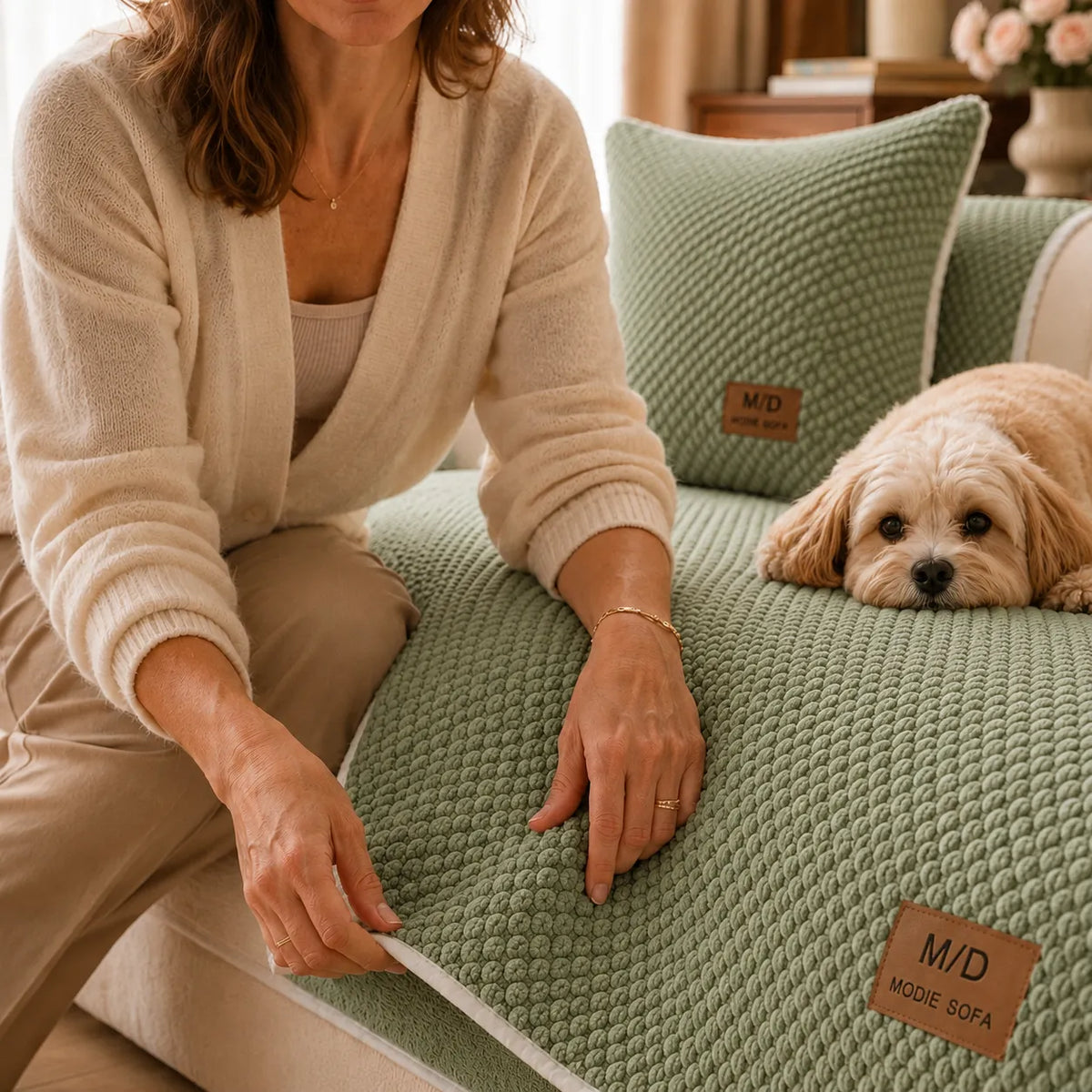 Non-Slip Pet Sofa Cover - Plush Grip-Backed Couch Protector