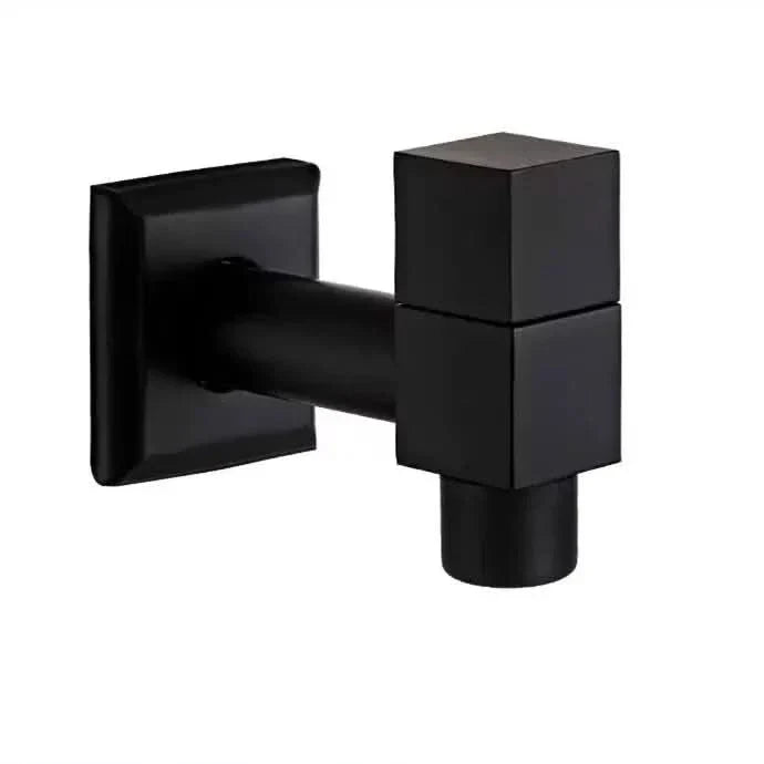 Wall-Mounted Faucet in Matte Black Solid Brass for Kitchen, Bath and Garden