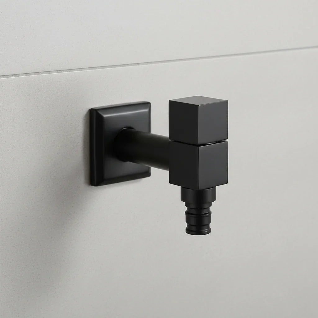 Wall-Mounted Faucet in Matte Black Solid Brass for Kitchen, Bath and Garden