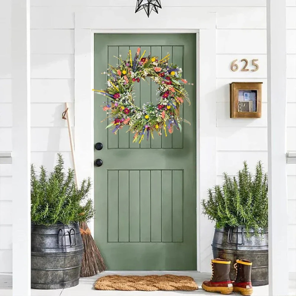 Floral Door Wreath - Decorative Artificial Flower Wreath