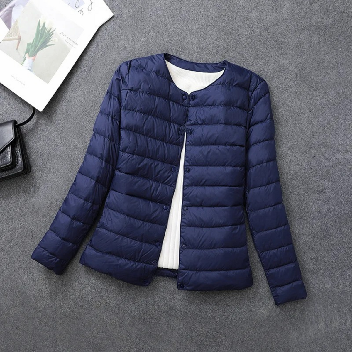 Women's Quilted Puffer Jacket Without Hood – Button Front