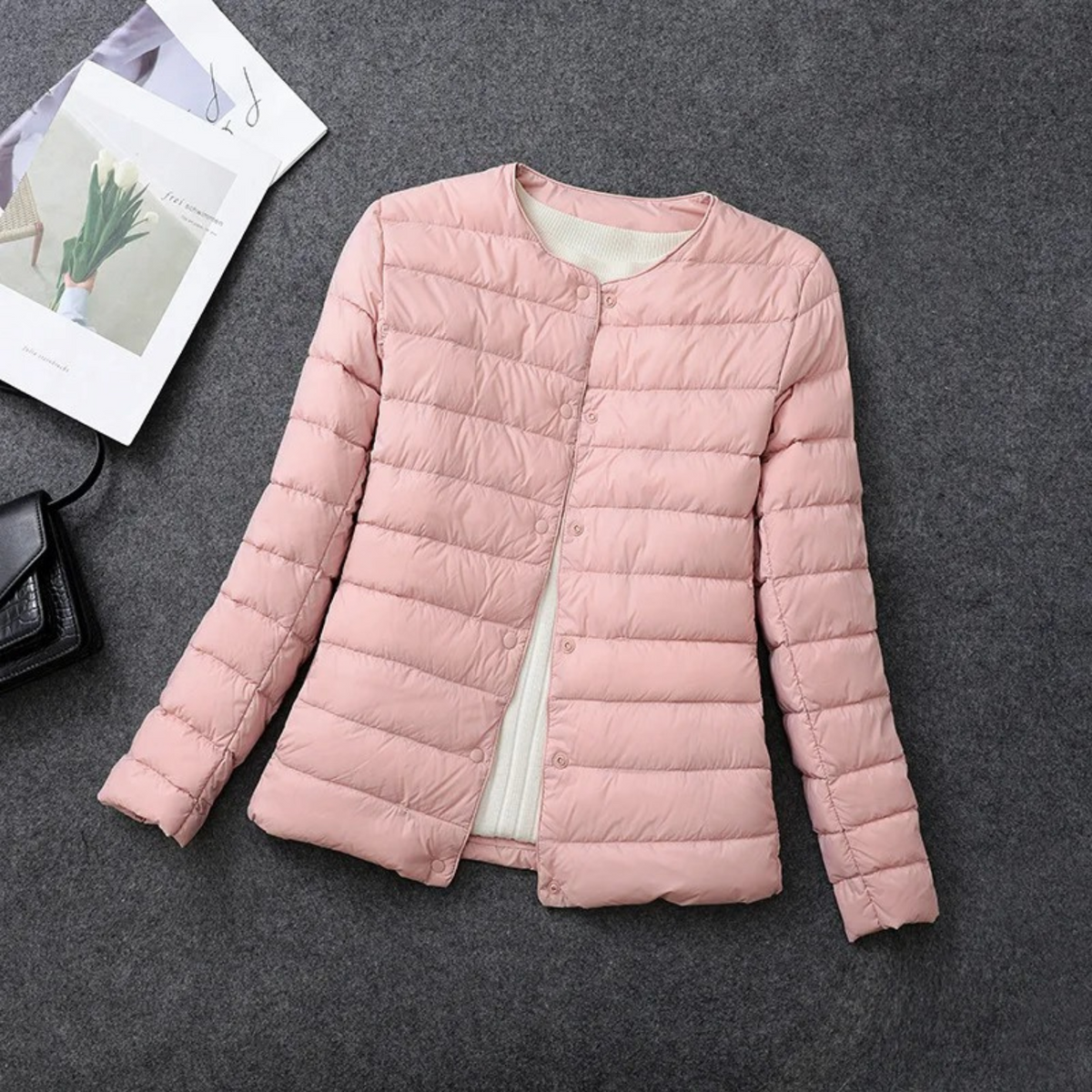Women's Quilted Puffer Jacket Without Hood – Button Front