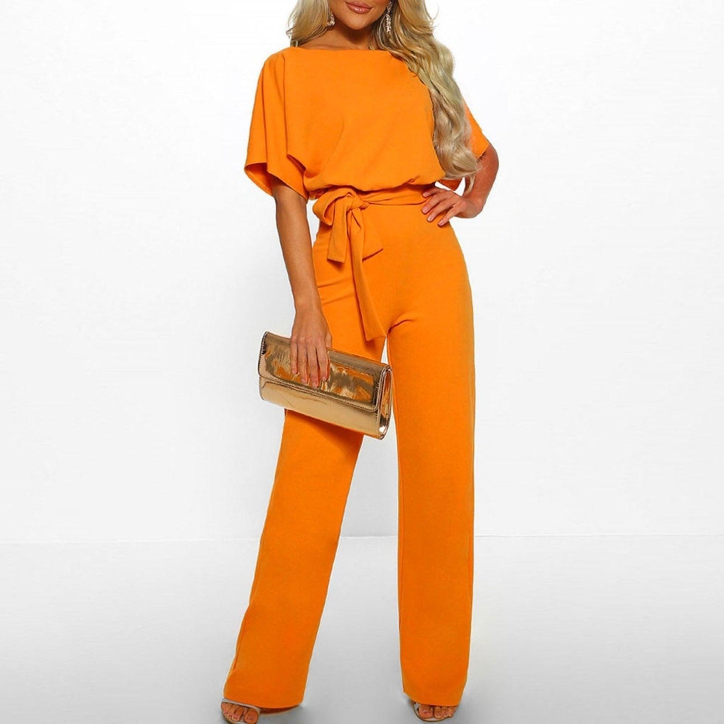 Willa | Jumpsuit Dames – Elegante Korte Mouwen Jumpsuit met Ceintuur voor Comfort en Stijl