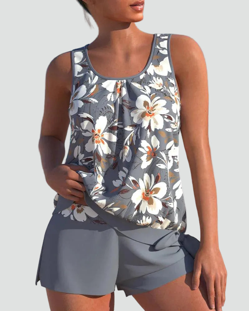 Women's Tankini Set Floral Print Shaping Two-Piece Swimwear