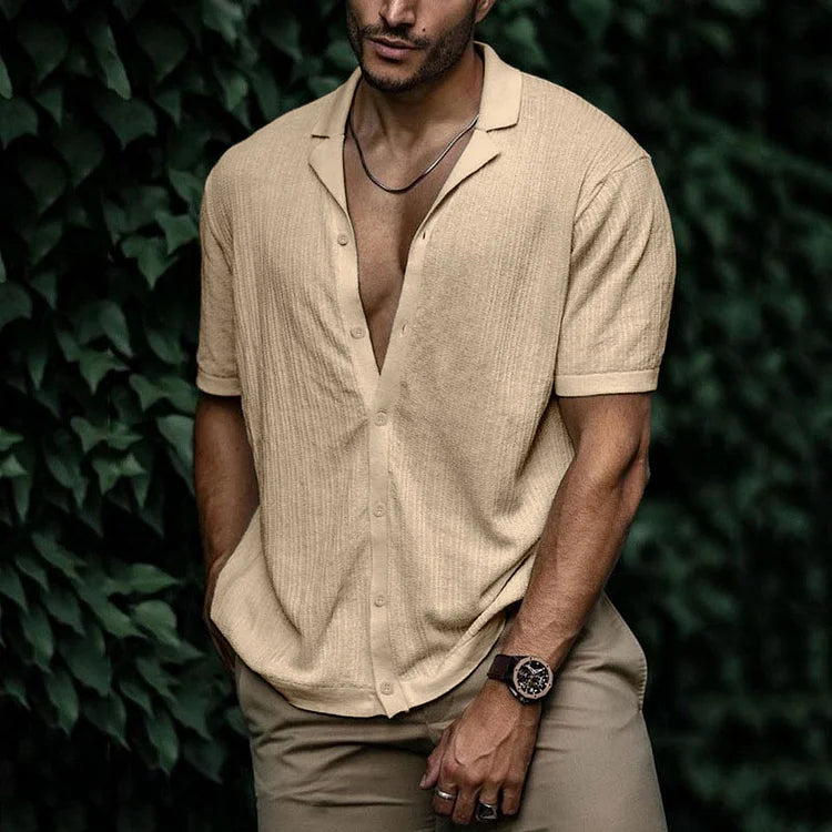 Men's Casual Short Sleeve Button Up Shirt