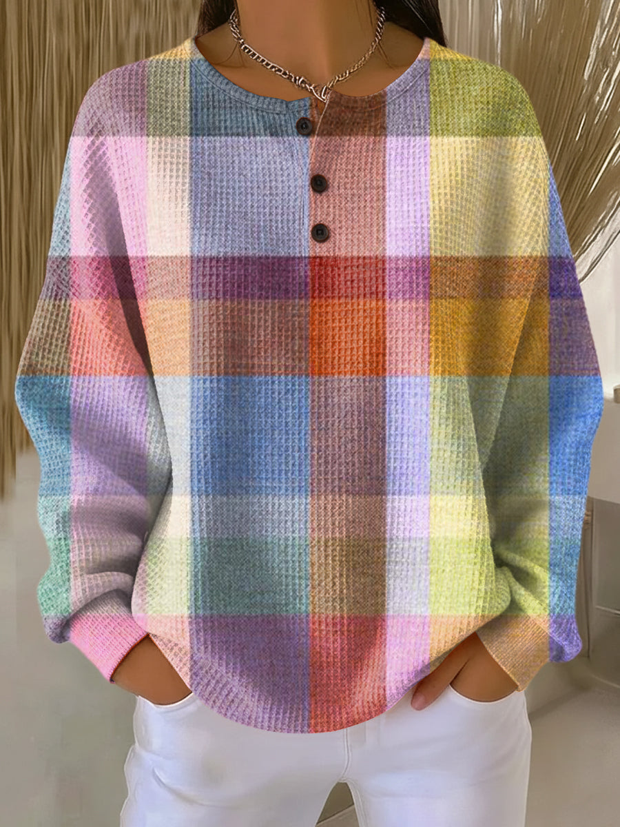 Women's Waffle Knit Jumper - Soft Brushed Lining