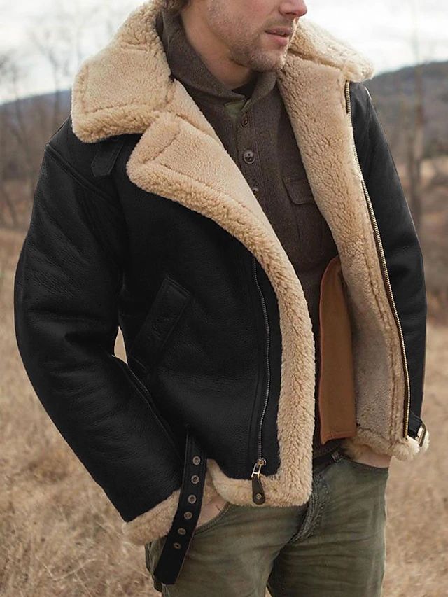 Men's Fleece Jacket Casual Fit Warm Layering Coat