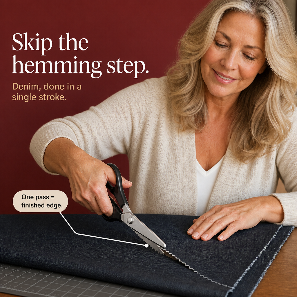 Spring-Assisted Zigzag Pinking Shears – Hardened Steel Fabric Scissors