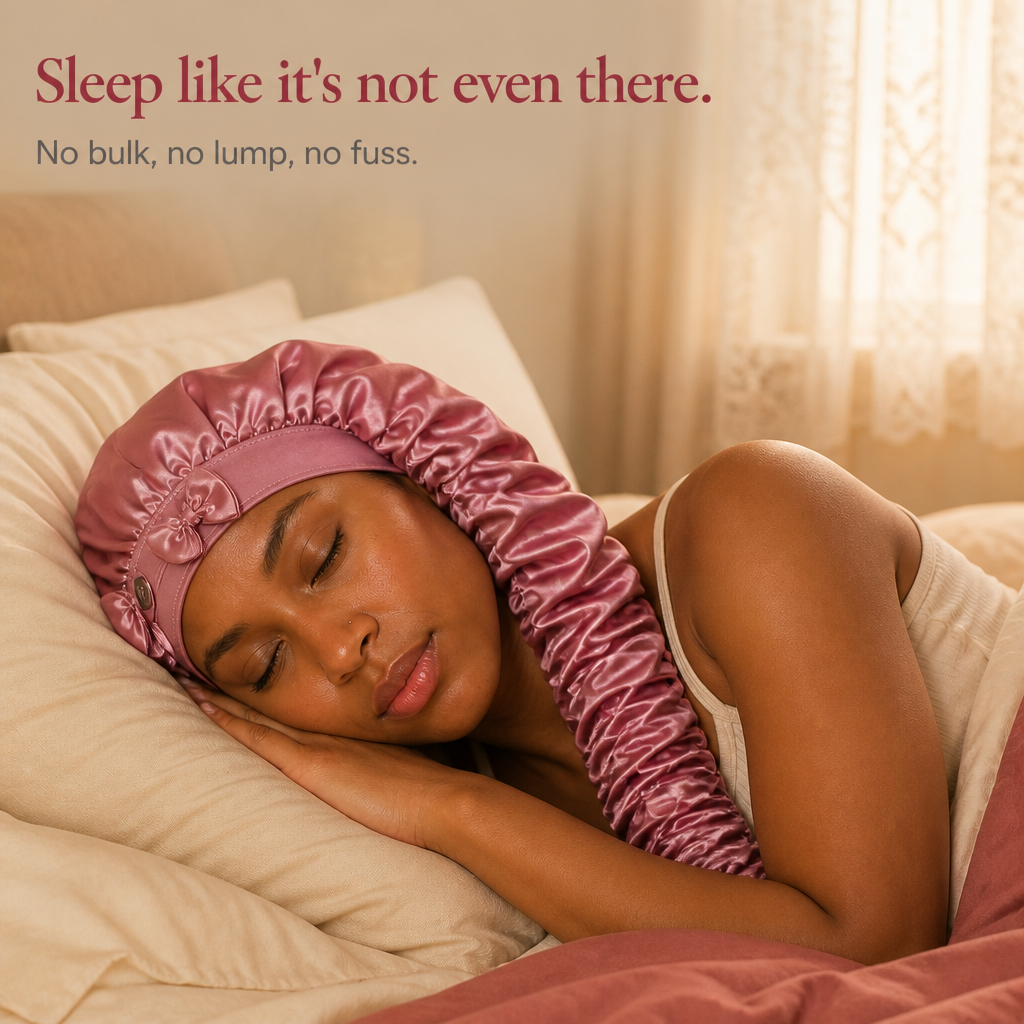 Long Hair Satin Sleep Bonnet with Extra-Long Sleeve