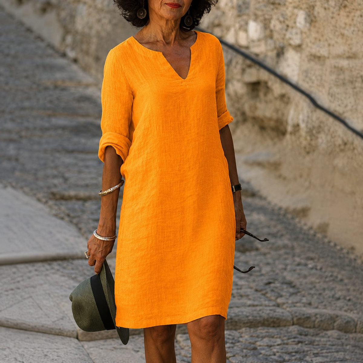 Artemisia Linen V Neck Summer Dress_4
