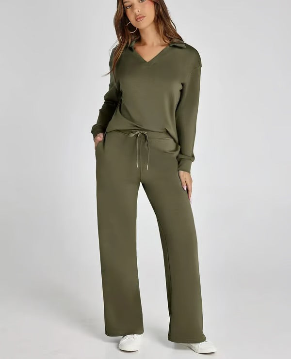 Women's Two-Piece Loungewear Set – Soft Fabric, Long Sleeves
