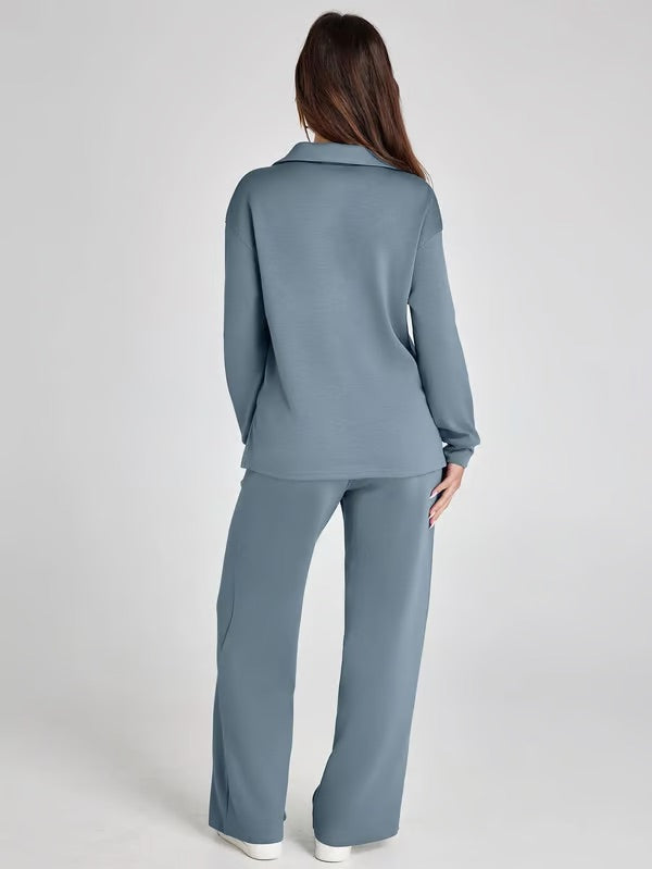 Women's Two-Piece Loungewear Set – Soft Fabric, Long Sleeves