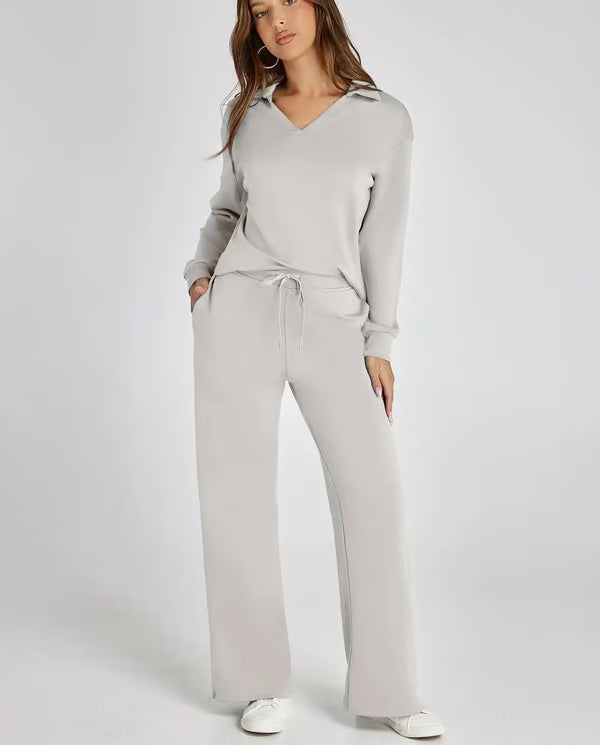 Women's Two-Piece Loungewear Set – Soft Fabric, Long Sleeves