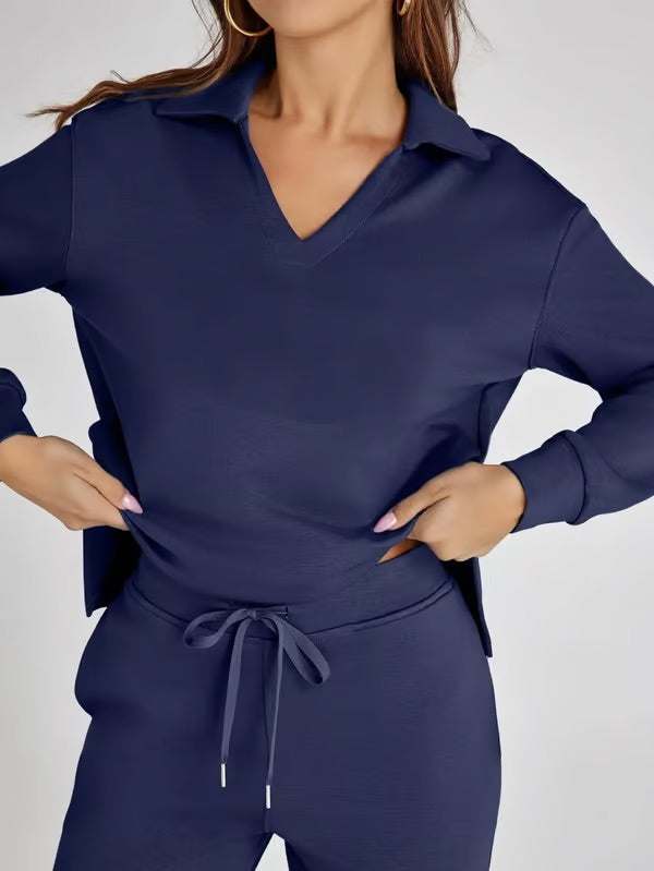 Women's Two-Piece Loungewear Set – Soft Fabric, Long Sleeves