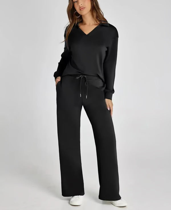 Women's Two-Piece Loungewear Set – Soft Fabric, Long Sleeves