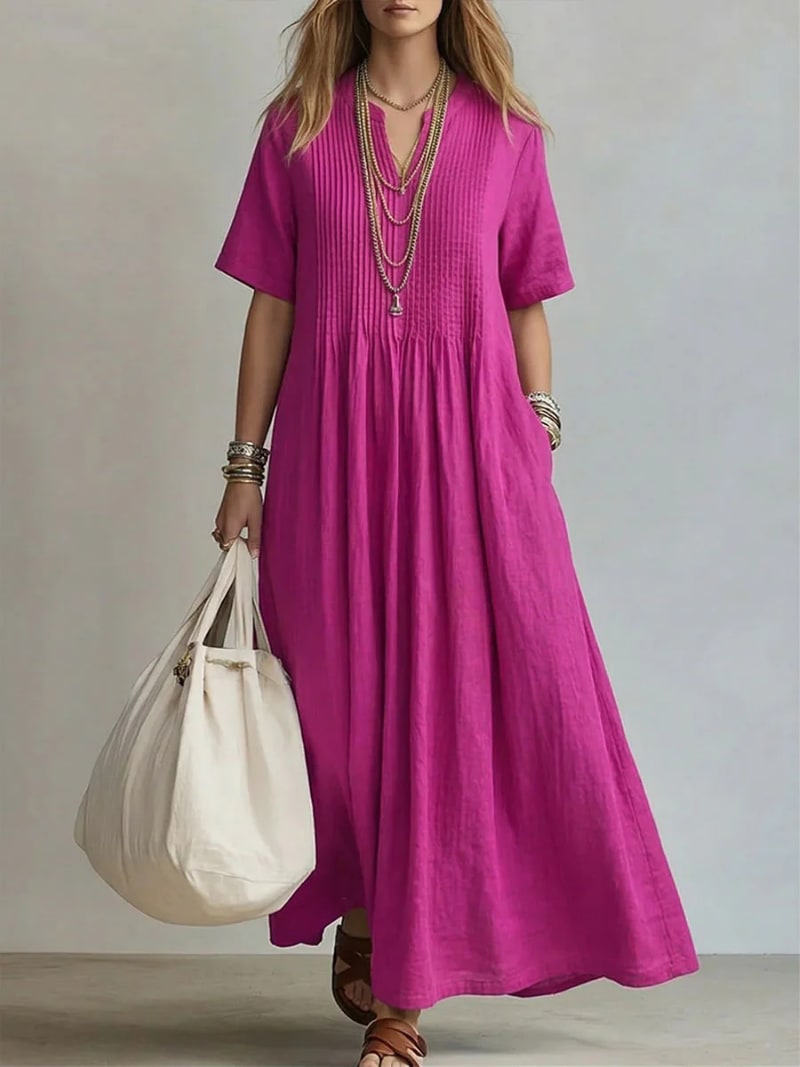 Fay Pleated Linen Maxi Dress_3