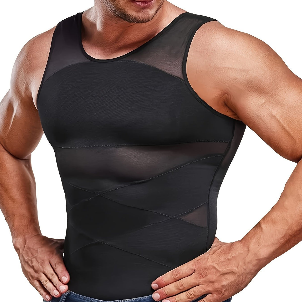 Men's Fitted Tank Top Sleeveless Muscle Vest Slim Fit