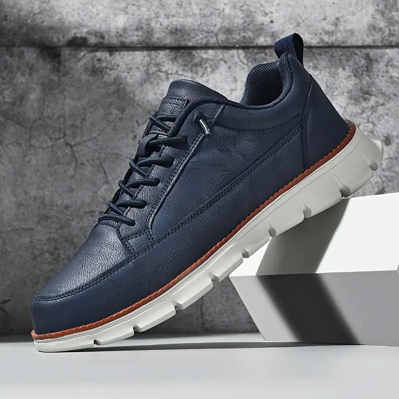 Men's Leather Sneakers with Orthopedic Cushioned Insole