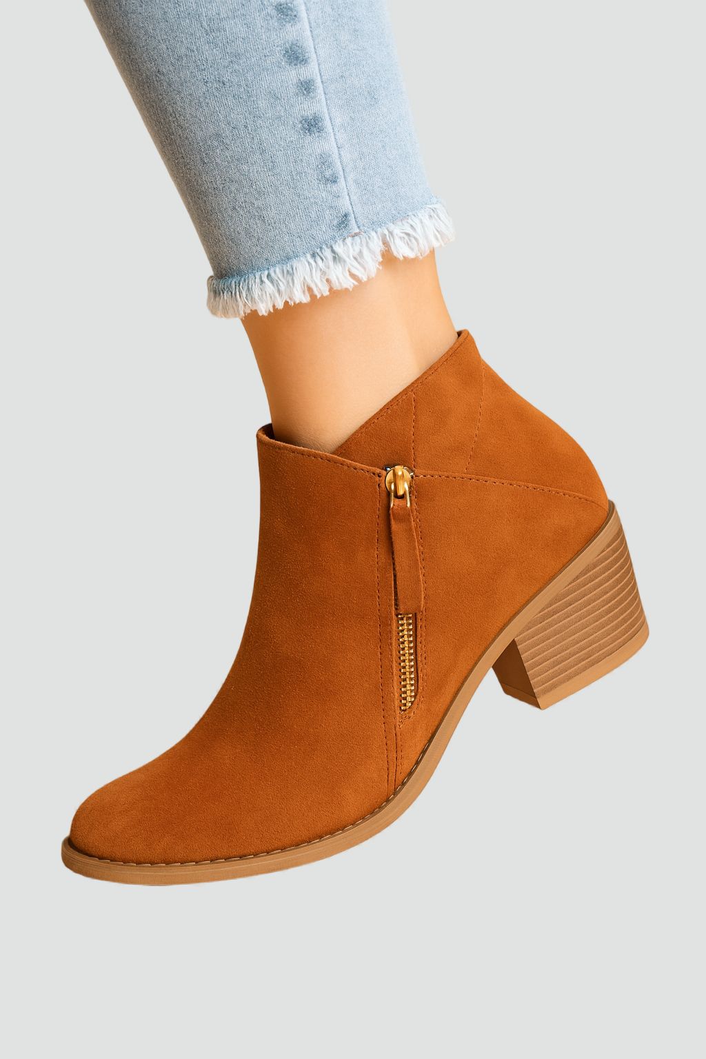 Women's Orthopedic Ankle Boots with Side Zip and Block Heel